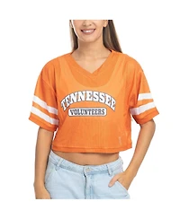 ZooZatz Women's Tennessee Orange Volunteers Mesh Cropped V-Neck T-Shirt