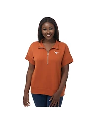 ZooZatz Women's Texas Orange Longhorns Tri-Blend Quarter-Zip Flowy Top