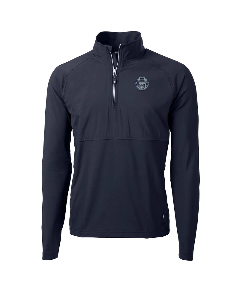Cutter & Buck Men's Navy Penn State Nittany Lions Adapt Eco Knit Hybrid Full-Zip Logo Jacket