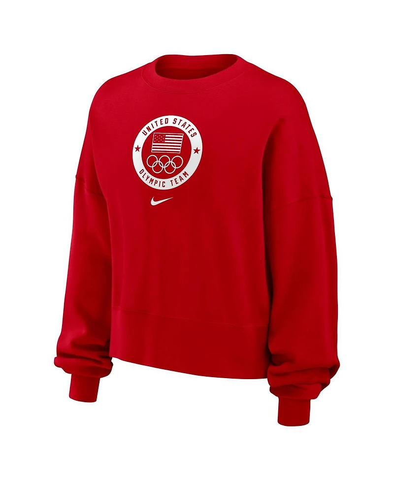 Nike Women's Red Team Usa Oversized Phoenix Pullover Sweatshirt