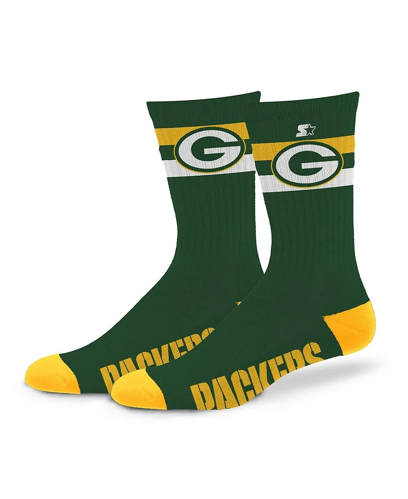 Starter Men's and Women's Green Bay Packers Team Color Two-Stripe Crew Socks