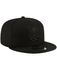 New Era Men's Sacramento Kings Black On Black 9FIFTY Snapback Hat
