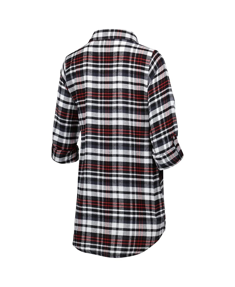 Concepts Sport Women's Black/Cardinal Arizona Cardinals Mainstay Plaid Full-Button Long Sleeve Nightshirt