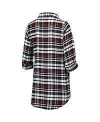 Concepts Sport Women's Black/Cardinal Arizona Cardinals Mainstay Plaid Full-Button Long Sleeve Nightshirt