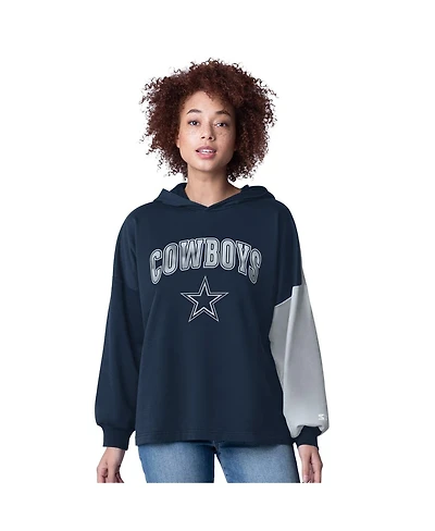 Starter Women's Navy Dallas Cowboys Power Move Long Sleeve Pullover Hoodie