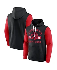 Fanatics Men's Black/Red Toronto Raptors Attack Color block Pullover Hoodie