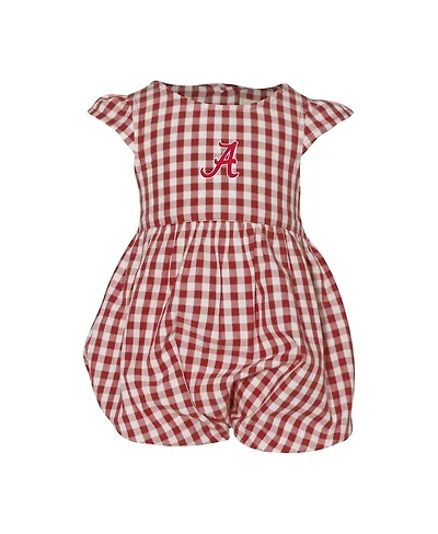 Garb Baby Girls Crimson Alabama Crimson Tide Cara Gingham Ruffled Bodysuit