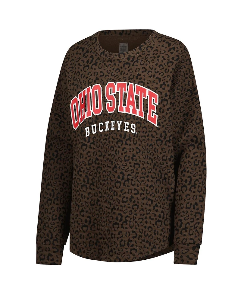 Gameday Couture Women's Brown Ohio State Buckeyes Leopard Oversized Sweatshirt