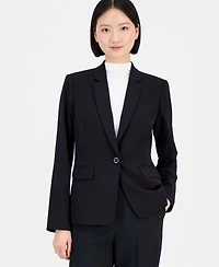 Tahari Asl Women's Notched Collar Convertible Elastic Sleeve One-Button Blazer