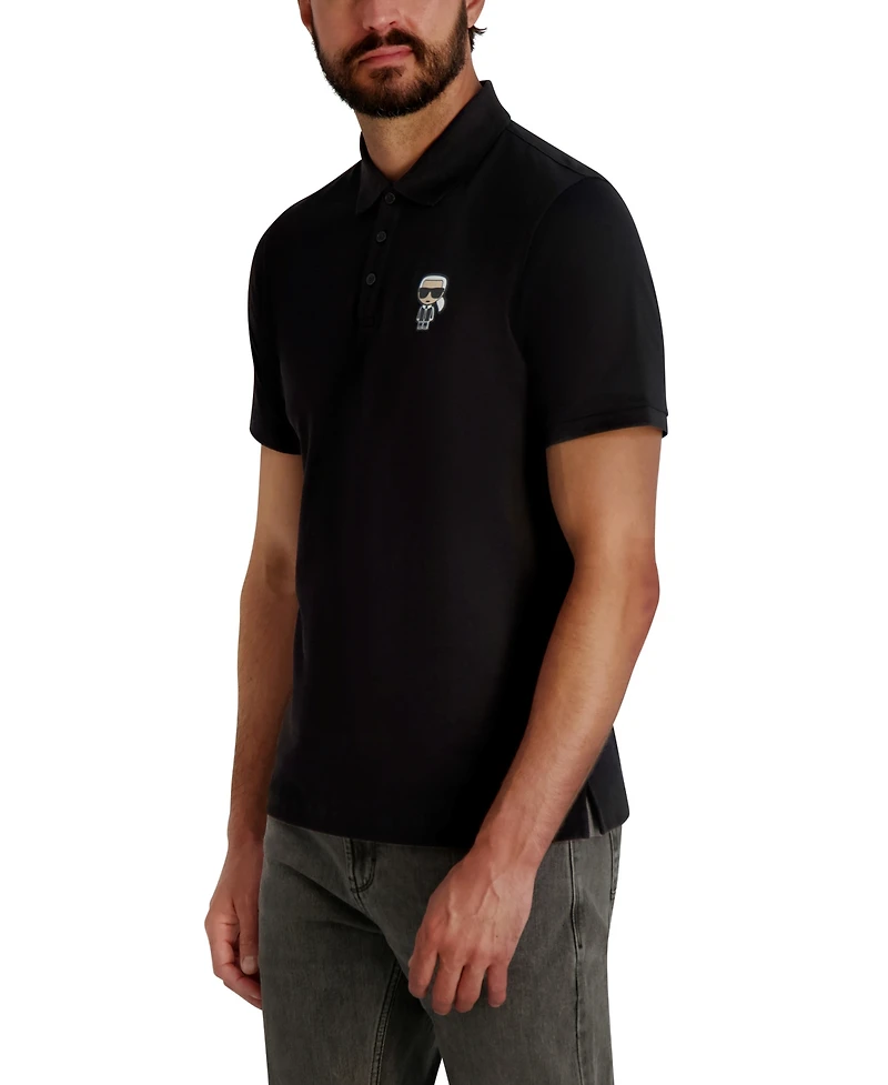 Karl Lagerfeld Paris Men's 3-Button Placket Short Sleeve Polo Shirt