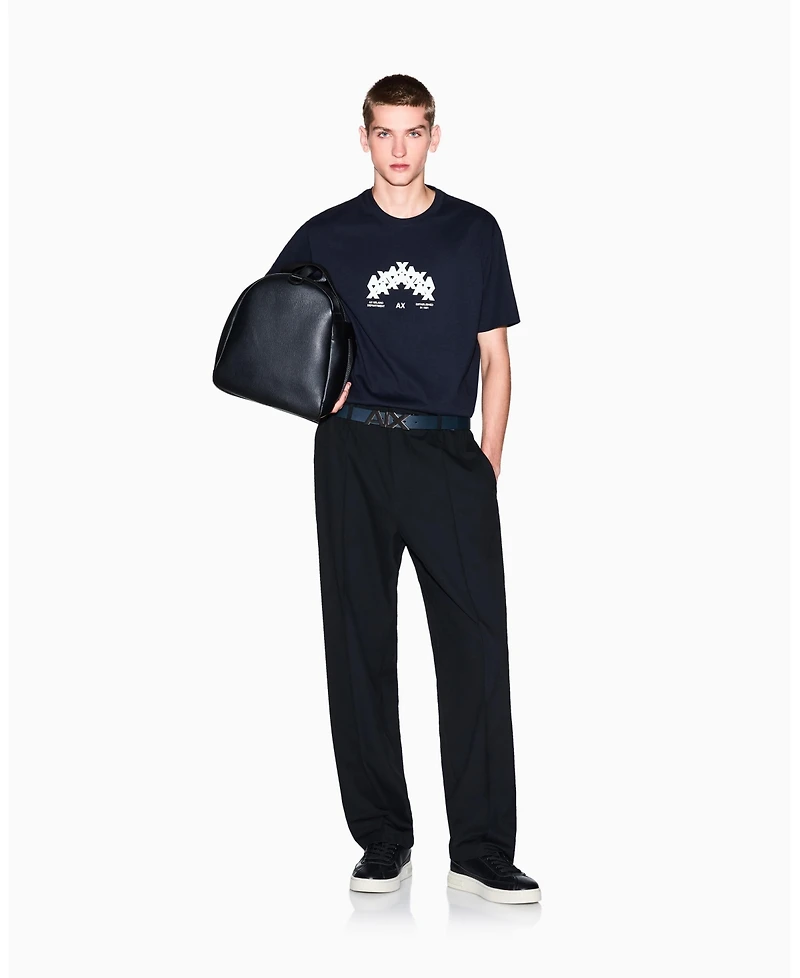 A|X Armani Exchange Men's Heavy Jersey Flocked A X Logo T-Shirt