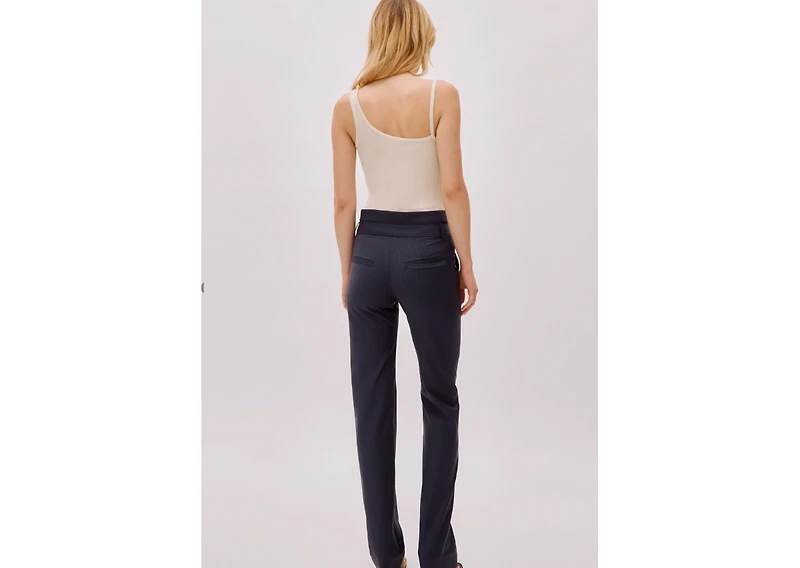 Labeca London Women's Midnight Wool Pinstripe Pants