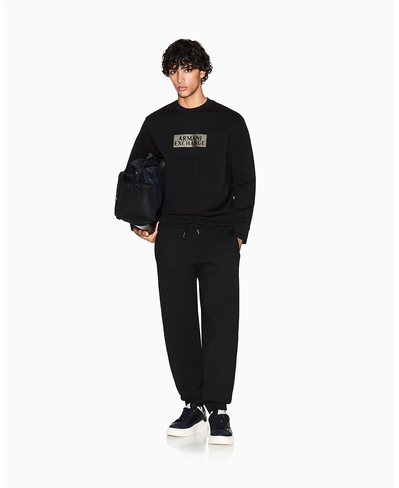 A|X Armani Exchange Men's Gold Logo Center Chest Graphic Crewneck Sweatshirt