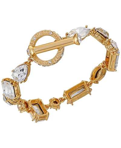 Guess Epoxy Glass Stone Silver and Gold-Tone Toggle Bracelet