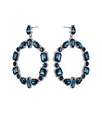 Guess Epoxy Glass Stone Silver and Gold-Tone Door Knocker Earrings