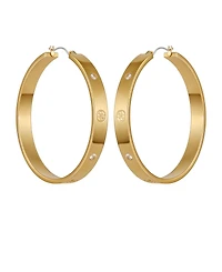 Guess Cubic Zirconia Gold and Silver-Tone Logo Hoop Earrings