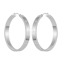 Guess Cubic Zirconia Gold and Silver-Tone Logo Hoop Earrings