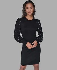 Karl Lagerfeld Paris Women's Embellished Crew Neck Sweater Dress