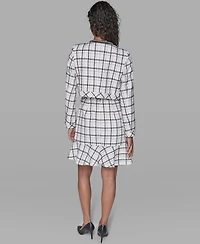 Karl Lagerfeld Paris Metallic Glen Plaid Tweed Jacket