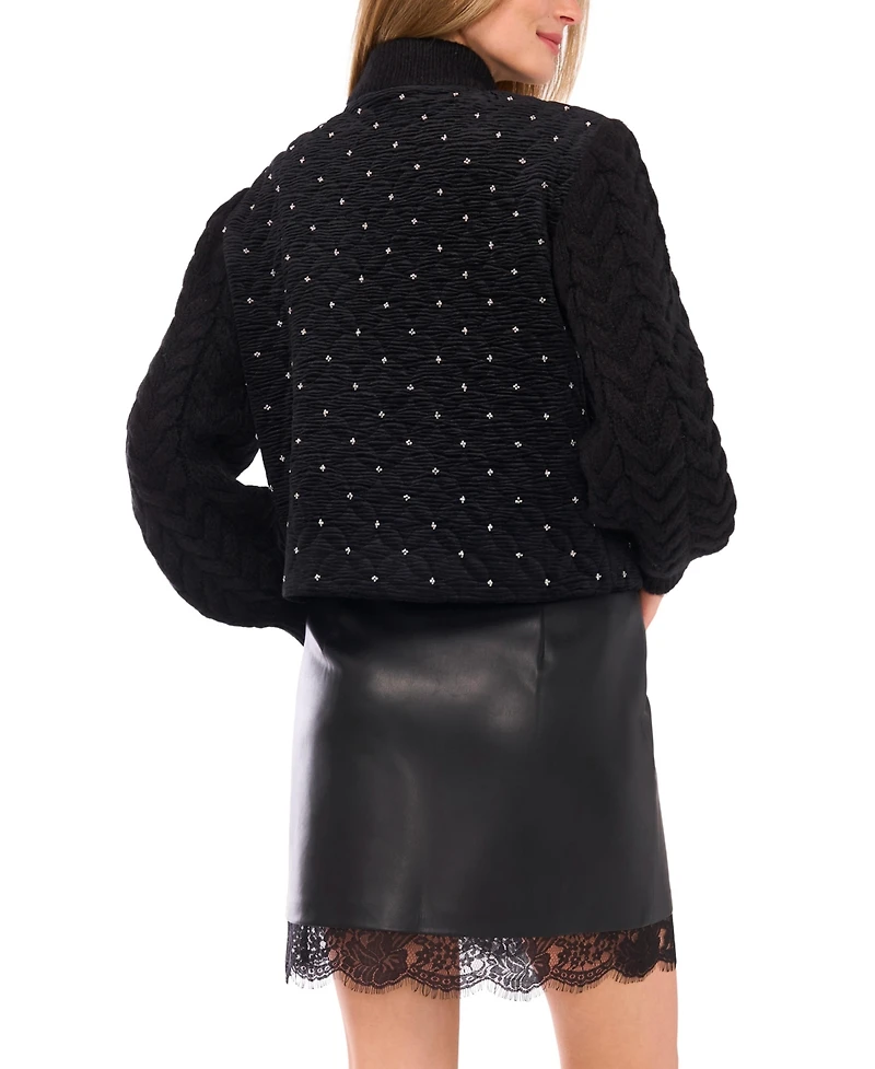 Vince Camuto Women's Quilted Velvet Long Sleeve Jacket