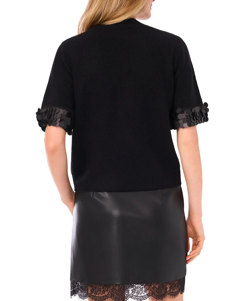 Vince Camuto Women's Mock Neck Short Sleeve Sweater