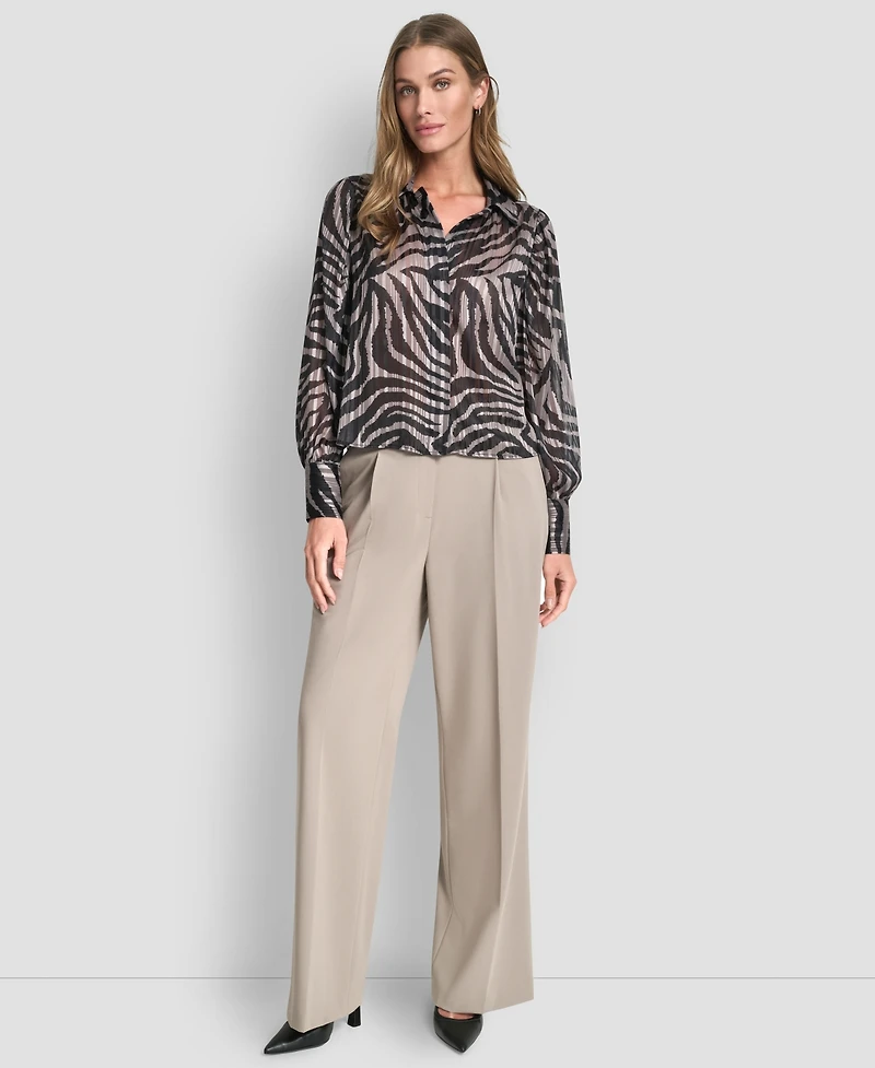 Dkny Women's Long Sleeve Collared Blouse