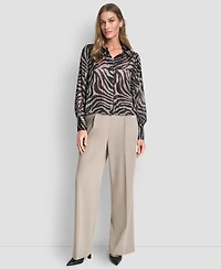 Dkny Women's Long Sleeve Collared Blouse