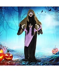 Lighted and Animated Halloween Decoration 63” Outdoor Animatronic Halloween Vampire w/ Led Vocally Triggered Sound & Motion Effect