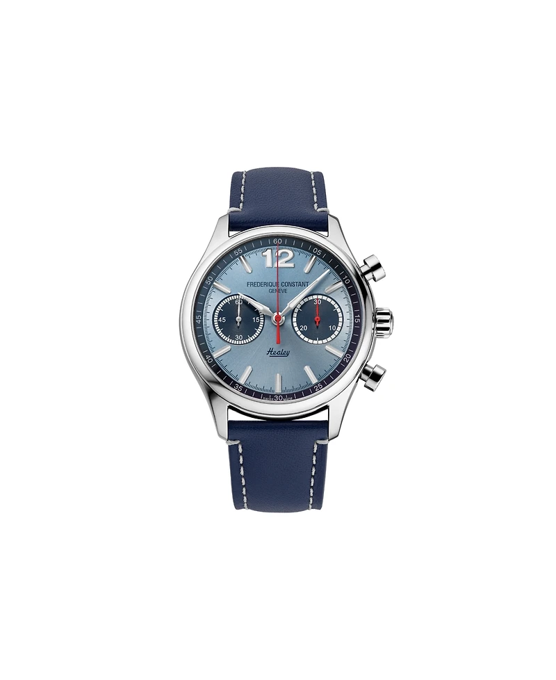Frederique Constant Men's Vintage Rally Healey Chronograph Navy Leather Strap Watch, 42mm