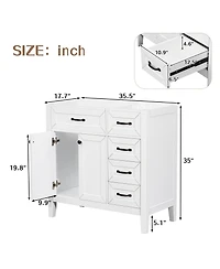 Casainc 36" Bathroom Vanity, Cabinet Base Only, with Drawers, Solid Frame and Mdf Board