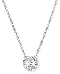 Kendra Scott Cubic Zirconia Silver-Tone Rhodium Plated Over Brass Short Pendant Necklace