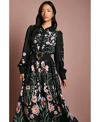 Coast Women's Print Shirt Dress With Lace Trims