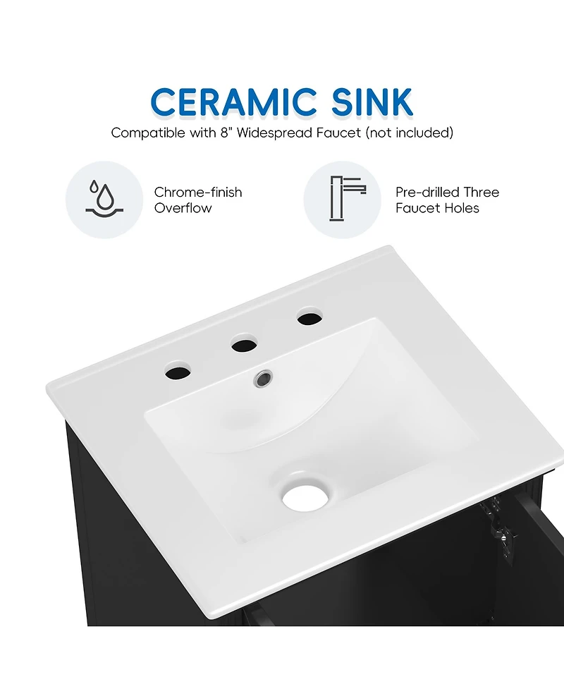 Casainc 20" Bathroom Vanity with Sink, Cabinet Doors, Drawer and Adjustable Foot Pads