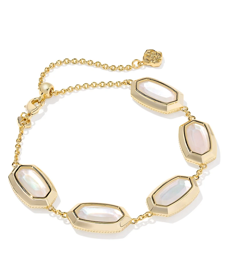 Kendra Scott Imitation Pearl 14K Gold Plated Over Brass Elaina Bezel Chain Bracelet