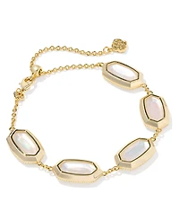 Kendra Scott Imitation Pearl 14K Gold Plated Over Brass Elaina Bezel Chain Bracelet