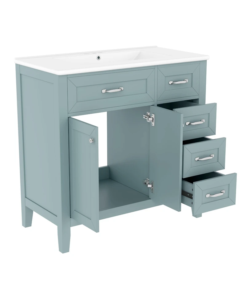 Casainc 36" Bathroom Vanity with Sink Combo, Cabinet Drawers, Solid Frame and Mdf Board