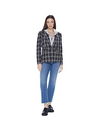Blue Revival Women's Helen Blazer With Removable Hoodie Insert, Black Plaid
