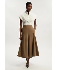 Karen Millen Women's Viscose Blend Tailored Full Skirt