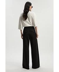 Karen Millen Women's Ponte Pu Wide Leg Pants