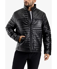 Xray Men's Pu Quilted Jacket With Faux Shearling Lining