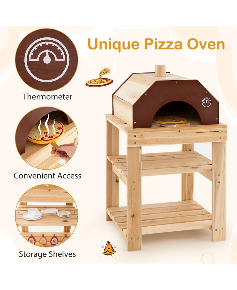 Sugift 3-Piece Outdoor Kitchen Set Mud Kitchen with Separate Bbq Grill and Pizza Oven