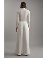 Karen Millen Women's Pleat Detail Wide Leg Pants