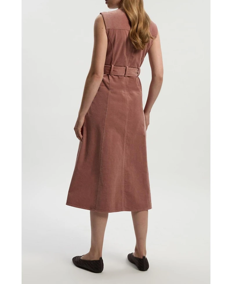Karen Millen Women's Stretch Cord Belted Midi Dress