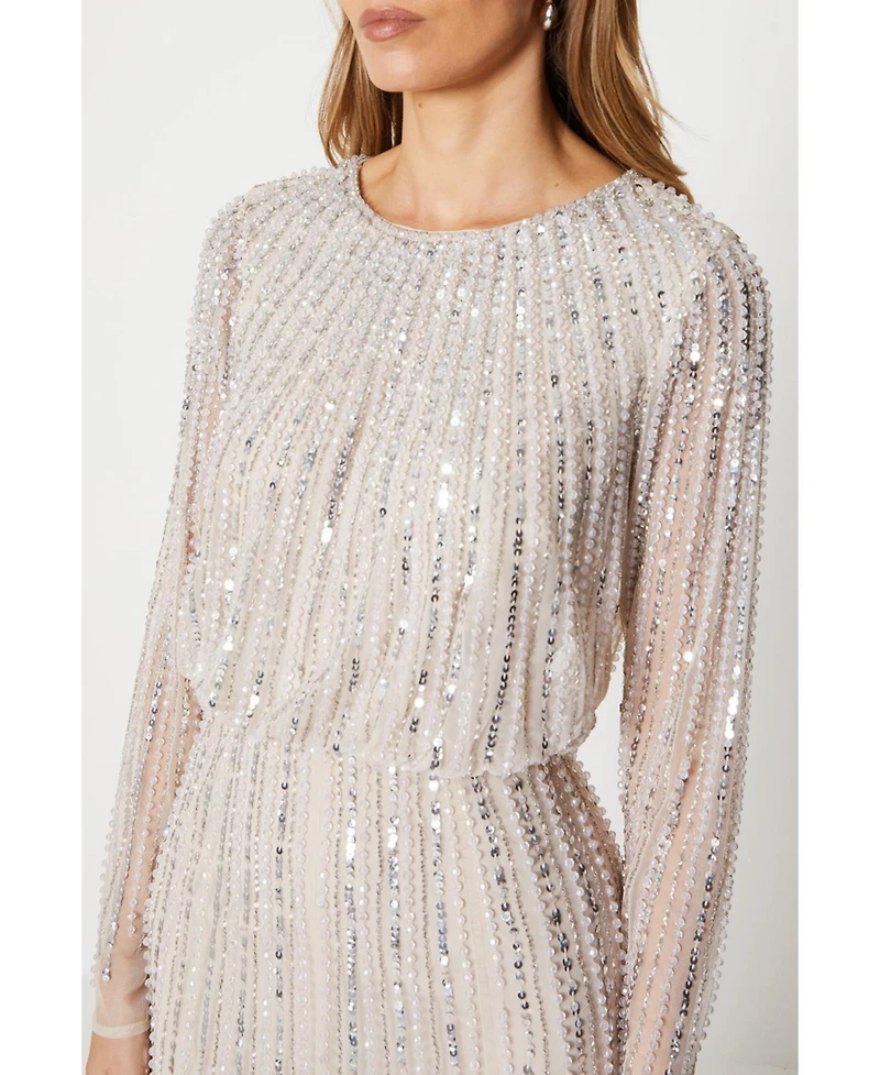 Coast Women's Party Sequin Long Sleeve Midi Dress