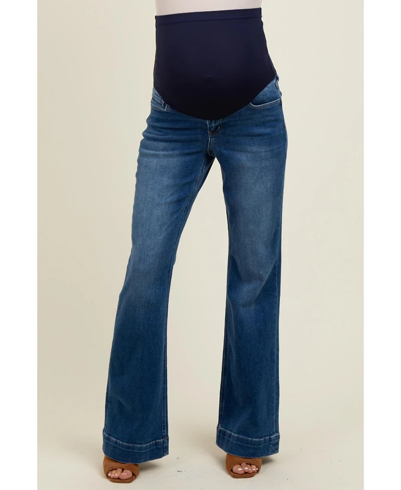 Pinkblush Maternity Navy Blue Wide Hem Flare Jeans