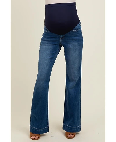 Pinkblush Maternity Navy Blue Wide Hem Flare Jeans