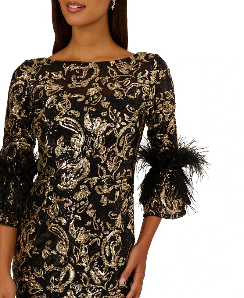 Adrianna Papell Plus Sequin Embroidered Cocktail Dress