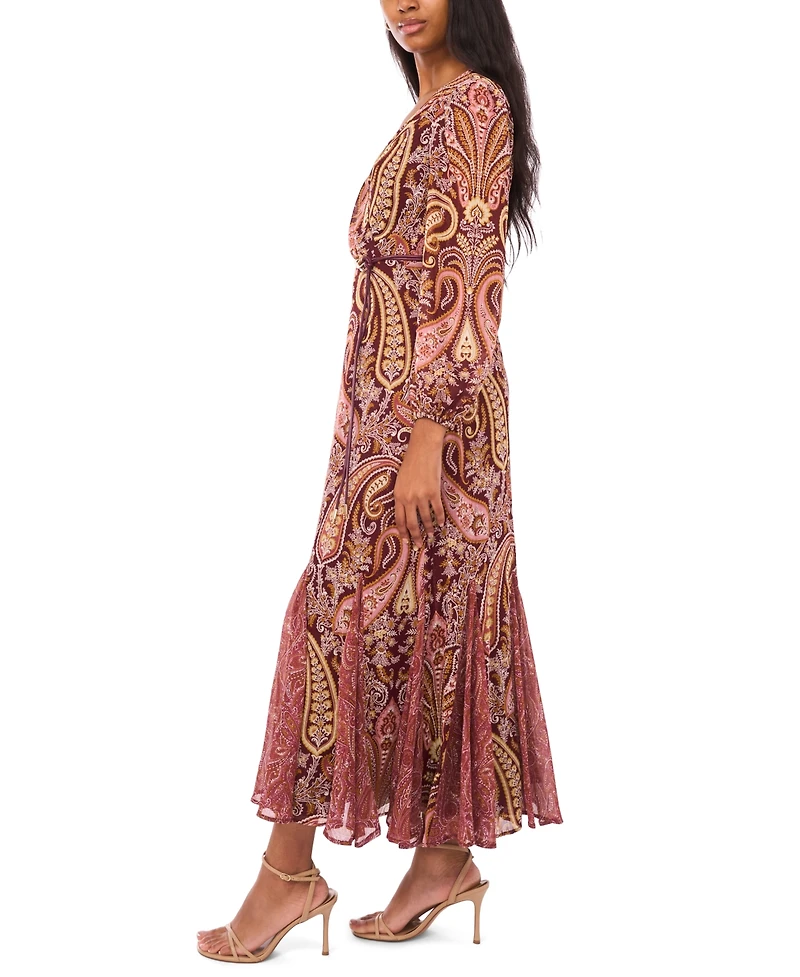 Msk Women's Long Sleeve Belted Maxi Dress
