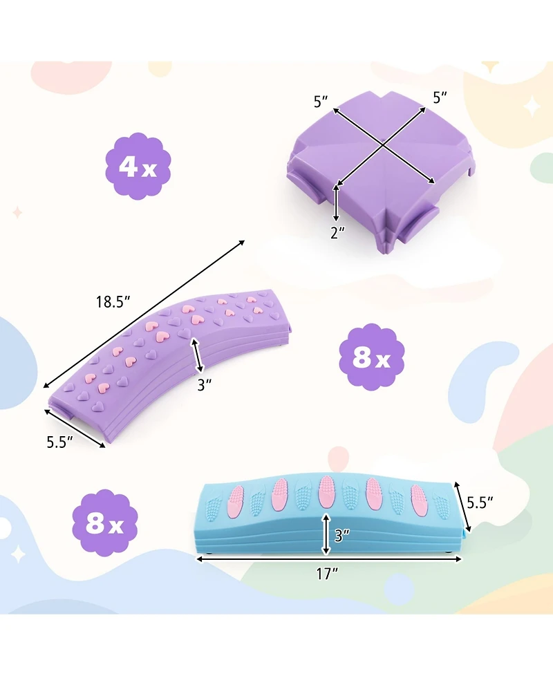 Sugift Colorful Kids Wavy Balance Beam with Textured Surface and Non-slip Foot Pads