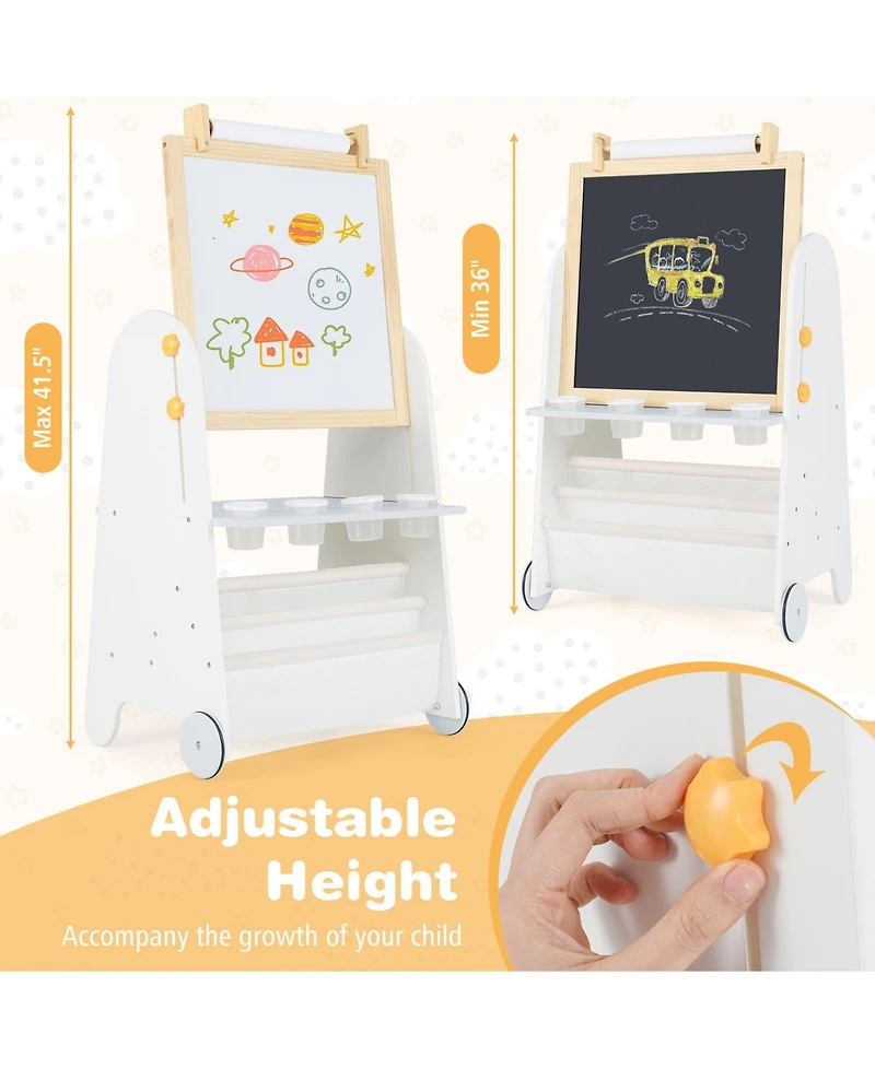 Sugift 4-in-1 Toddler Activity Table Set with Magnetic Whiteboard and Chalk Board